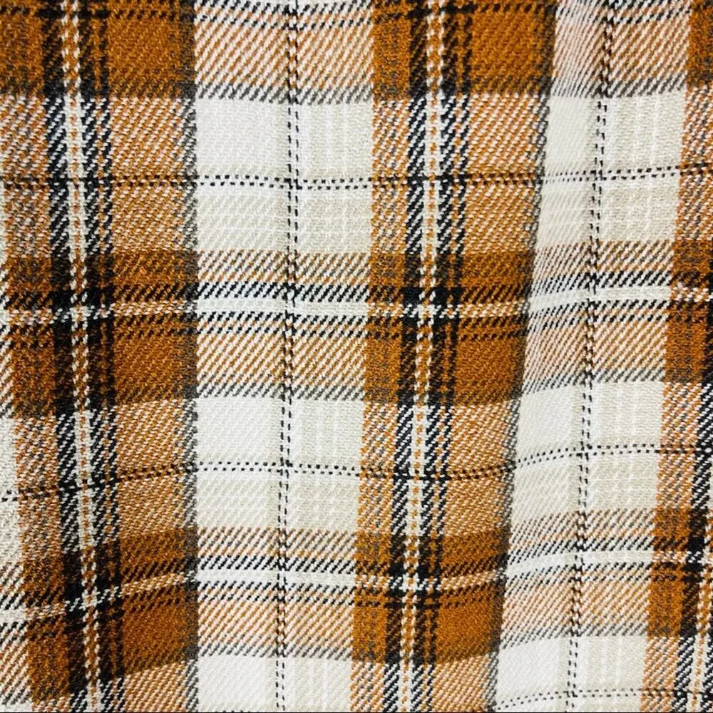 Vintage orange tan plaid preppy academia fringe midi skirt 12P - Picture 5 of 8